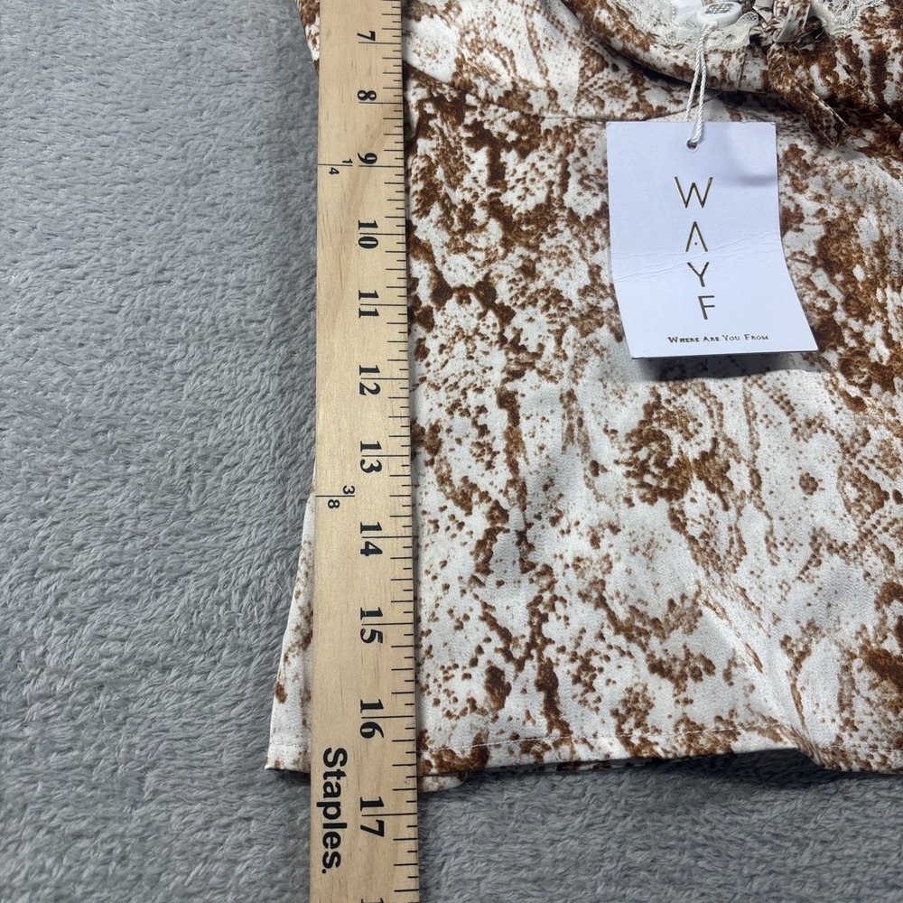 NWT WAYF Women's Melissa Lace Trim Sweetheart Top Python Print Brown Size XS - Picture 8 of 12